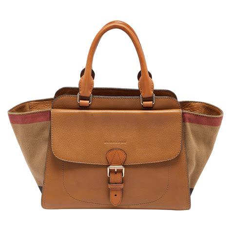 burberry harcourt medium canvas check & leather tote|Women’s Designer Tote Bags .